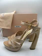 MIU MIU Calzature Donna Nude Patent Leather Platform High Heels Strappy Sandals