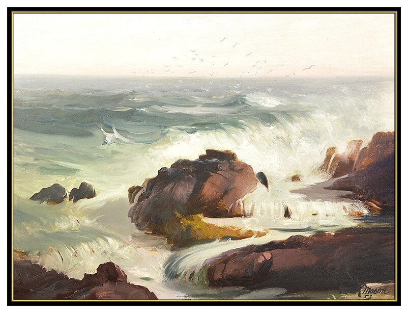 Frank Herbert Mason Original Oil Painting on Board Signed Seascape ...