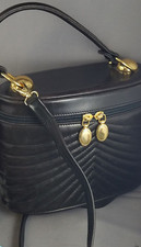 Vtg JEAN MICHEL NOUVEAU Dark Brown  Black Leather Quilted Bag  wallet, France
