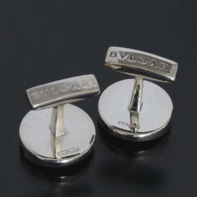 Bvlgari Cufflinks Sodalite Ag925 Silver 925 Men's with Pouch Check