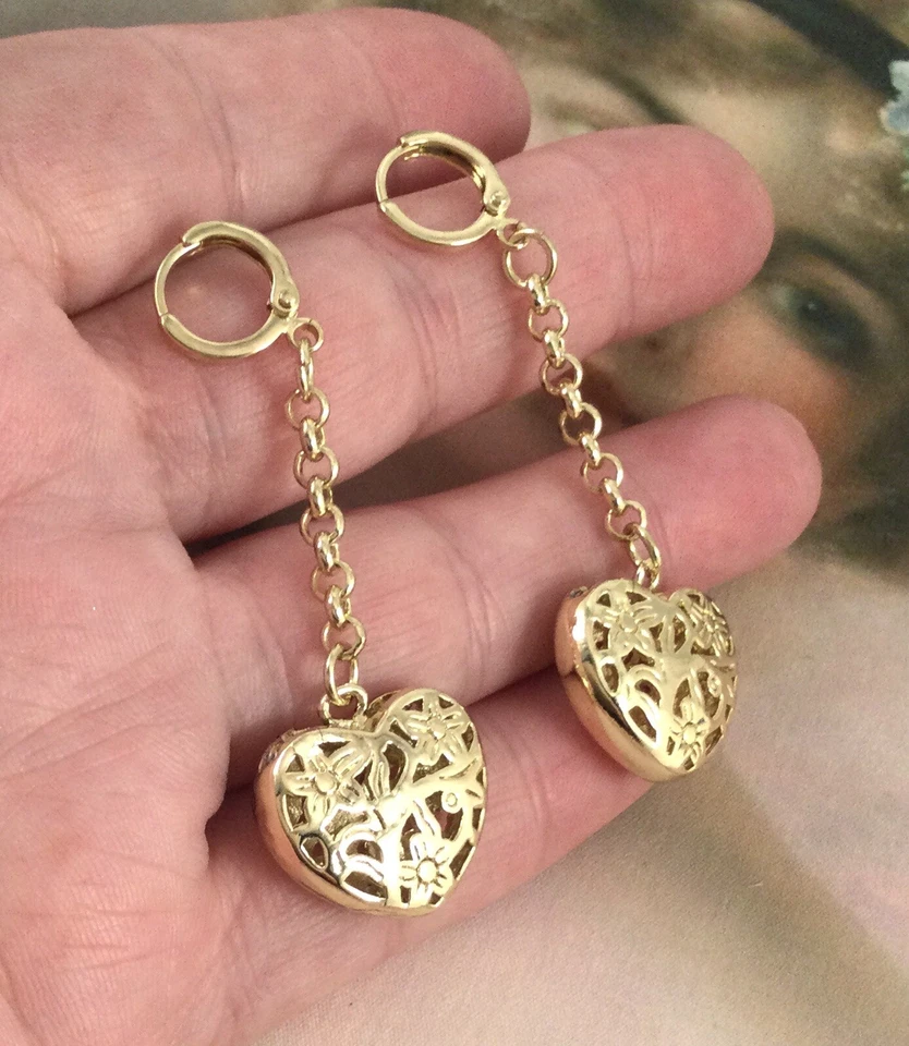 Joyería de colección oro filigrana amor corazón cadena pendientes joyería pendientes Foto 4 de 4