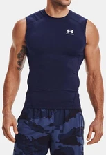 New Men's Under Armour HeatGear Sleeveless Compression Shirt 1361522 Navy Blue S