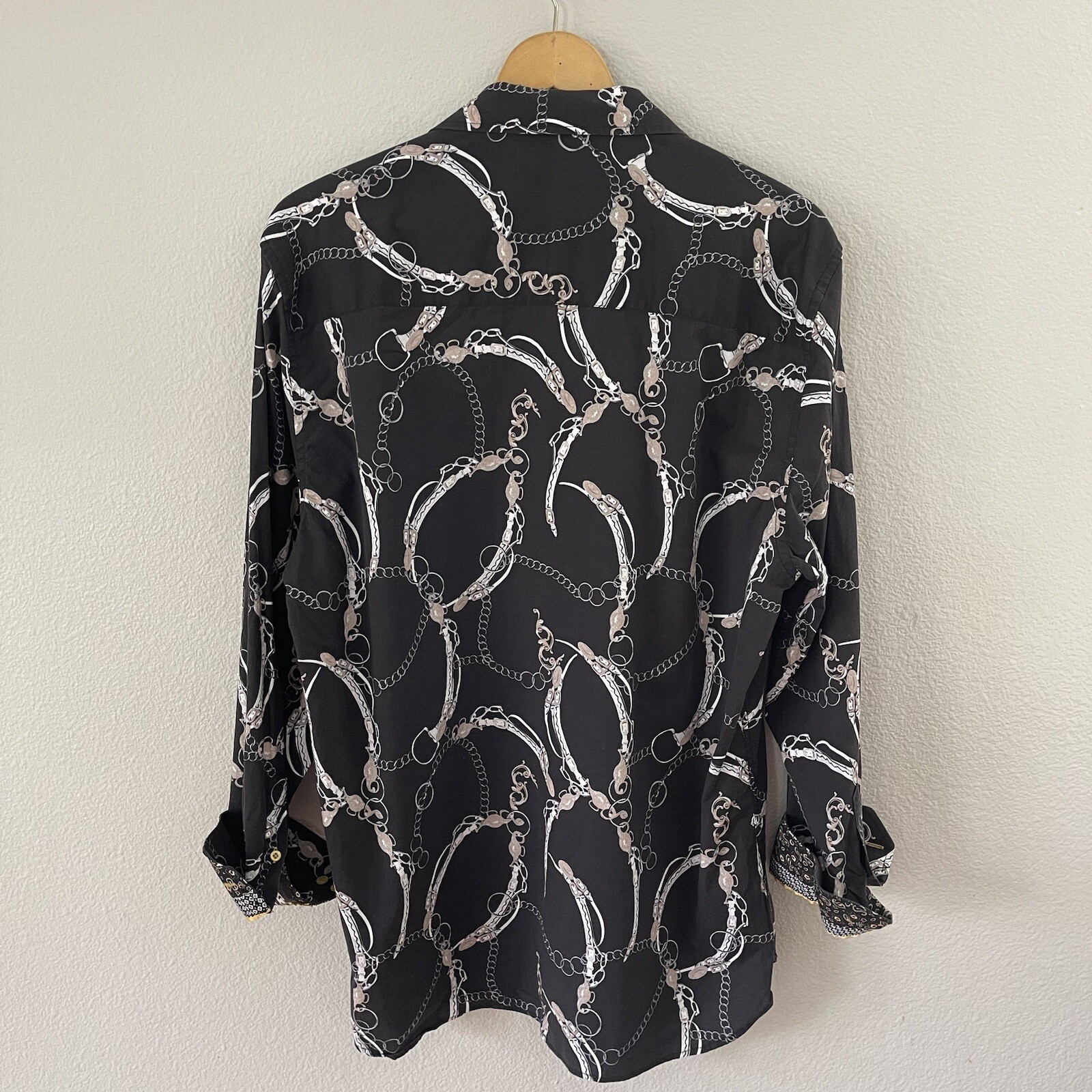 Ameri Mode Chains Brown Button Down Shirt Size XL - image 2