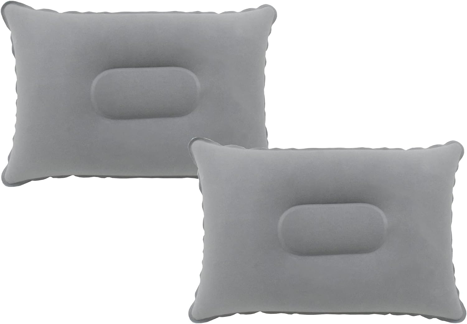 2 Pack Gray Ultralight Inflatable Pillow Small Squared Flocked Fabric Air Pillow