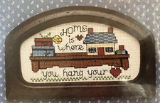 Vtg Rare Design Works Framed 'HANG YOUR HEART' Cross Stitch kit #87212