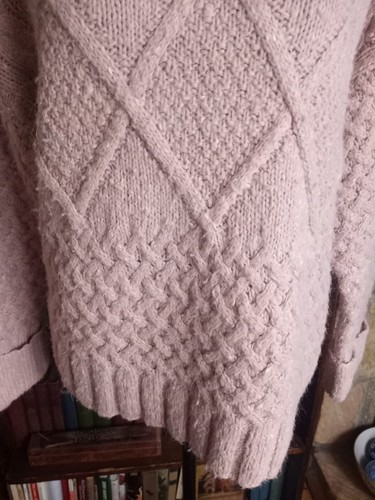 VTG Express Tricot Sweater Handknitted Women's S, Angora Wool Blend Cable Knit - Picture 6 of 10