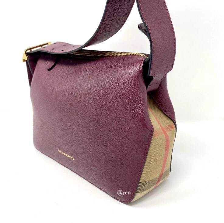 New Authentic Burberry Helmsley House Check Leather Cross Body Bag