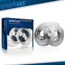 Rear Drilled and Slotted Solid Disc Brake Rotors Set for Volkswagen Jetta Taos