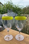 TUPPERWARE ILLUSIONS ELEGANT ALEGRA WINE GLASS SET / TWO MARGARITA CITRUS GREEN