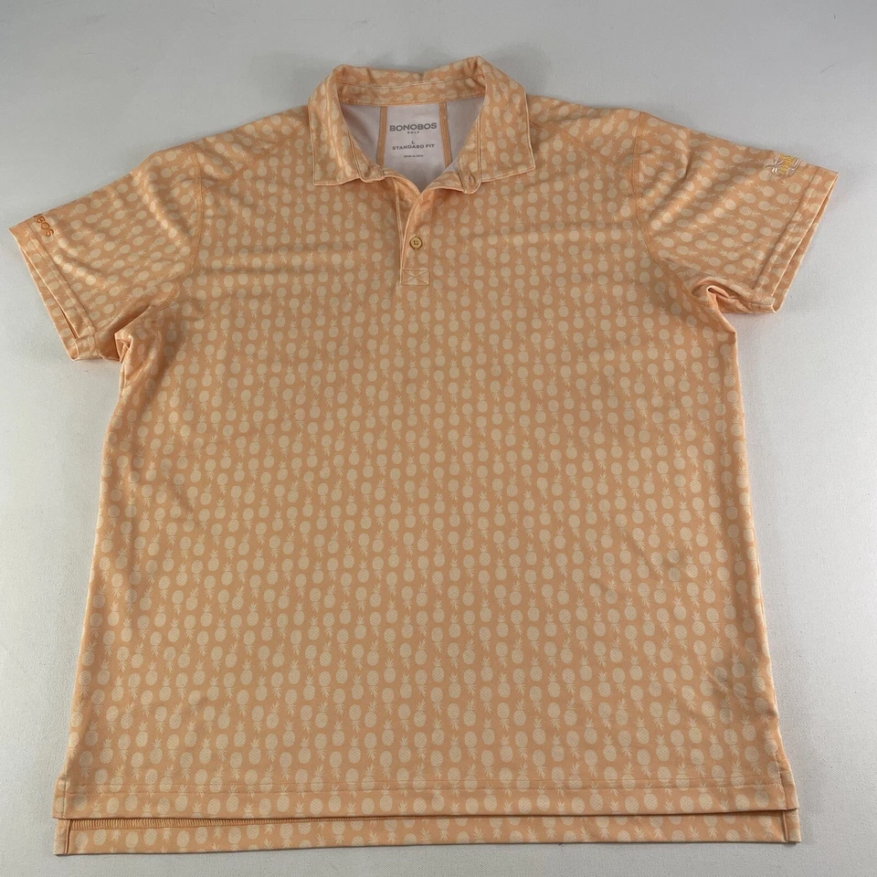 Polo de golf Bonobos adulto grande estándar naranja piñas rendimiento para hombre Foto 2 de 4