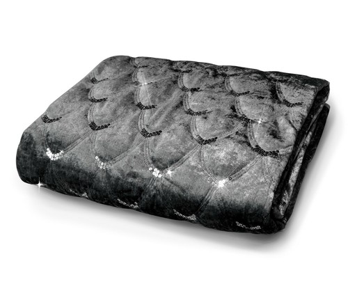 Large Crushed Velvet Luxury Sequin Throwover Sofa Bed Sparkle Runner Blankets - Picture 6 of 7
