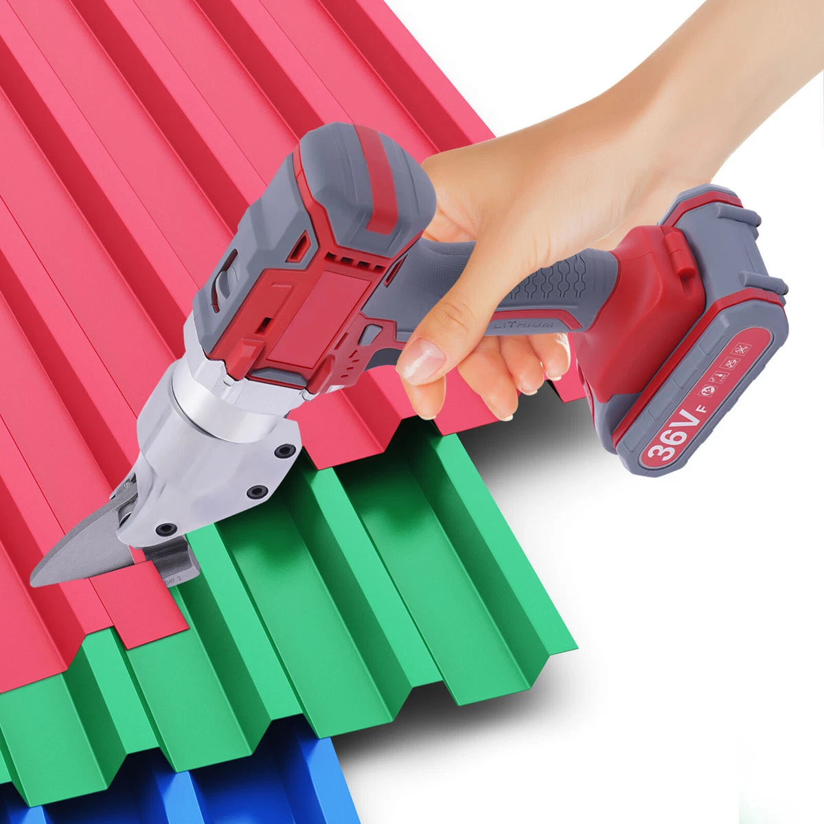 36V Electric Cordless Tin Snips Metal Sheet Shear Cutter Scissor W
