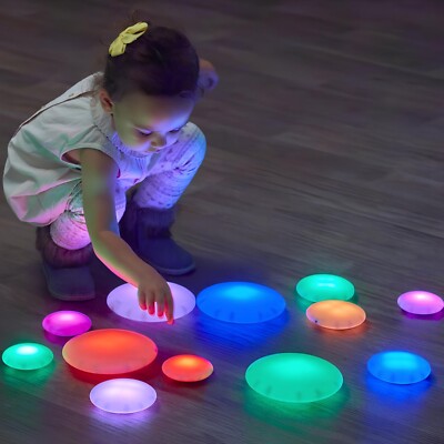 Set of 12 Rechargeable Glowing Pebbles V2 Sensory Illuminated Toy Sets for Kids