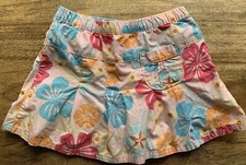 LL Bean Skirt Skort Girls Size 5 6 EUC Pink Blue Gold Floral Print Adorable