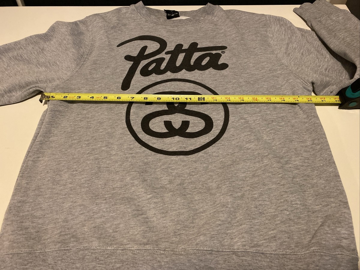 Stussy X Patta Heather Grey Sweater Jumper Medium Pull Over Stussy X Patta Heather Grey Sweater Jumper Medium Pull Over