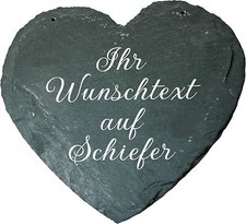 Schiefer Herz mit Gravur Hochzeit Geschenk Weihnachten Grabschmuck Geburtstag