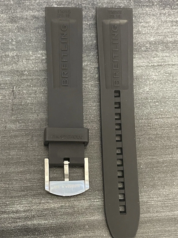 Черный резиновый ремешок BREITLING 20 мм Diver Pro от оригинального производителя с пряжкой хвостовика - Изображение 2 из 4