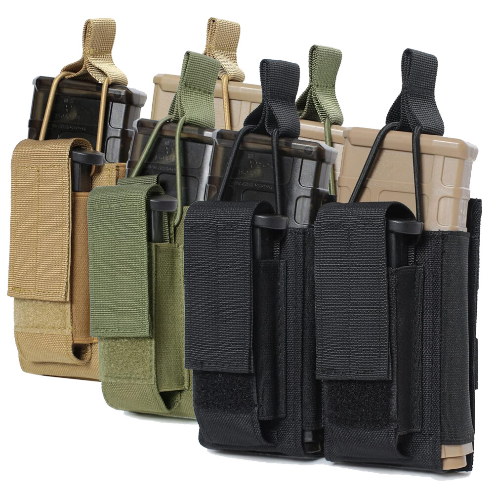 Tactical Molle 9mm 5.56 Magazine Pouch Double Rifle Pistol Mag Holder Holster-image
