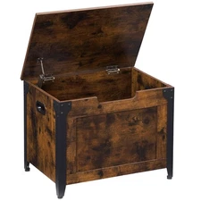 23.6" Storage Bench, Retro Wooden Storage Chest with 2 Safety Hinges, Load 300lb