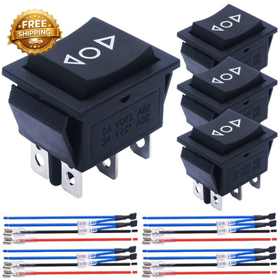 4Pcs Momentary Motor Polarity Reverse Rocker Switch DC 20A 12V DPDT 6 Pin 3 Posi