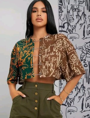 SHEIN Crop Top Ketten Cut Out Shirt Oversize S 36 Neu