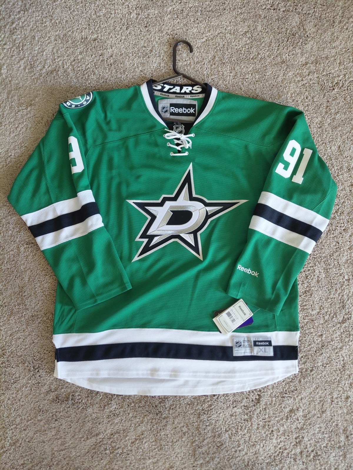 NWT Reebok NHL Mens Size XL Dallas Stars Tyler Seguin Green Hockey Jersey