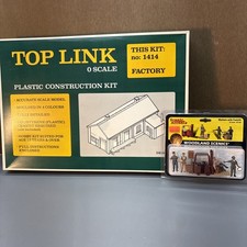 Top Link O Scale #1414 Factory with Woodland Scenics A2744 Workers. New in boxes