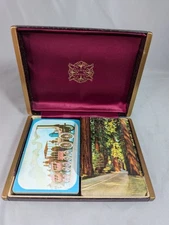 Vintage US Playing Card Co Bridge Playing Cards Set Two Decks Case Distressed