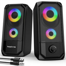 RGB Gaming Computer Speakers USB Powered Stereo 3.5mm for PC Laptop Desktop