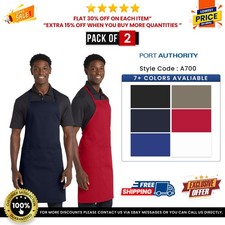 2 Pack Of Port Authority A700 Unisex Easy Care Extra Long Bib Apron