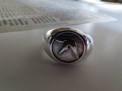 Aphex Twin Logo Chrome Metal Ring Richard David James Druqs