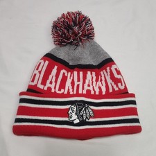 CHICAGO BLACKHAWKS Knit OTH Pom-Pom EMBROIDERED LOGO Beanie Hat NHL Hat NWOT