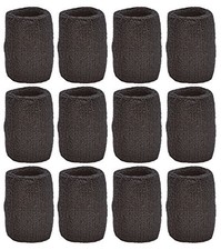 Wristbands / Sweatbands Pack of 12 6 pair Black