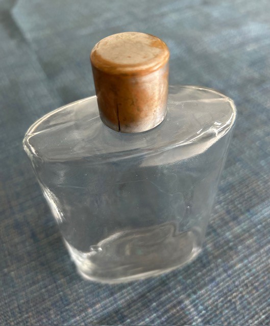 Vintage Clear Glass Pocket Hip Flask  Original Cap 6" Tall Free Shipping