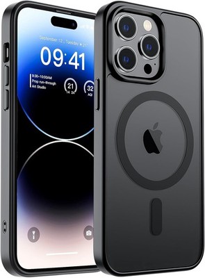 Magnetic for iPhone 14 Pro Case Slim Translucent Matte Shockproof Black