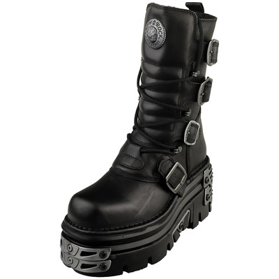 New Rock M-373-s44 Unisex Platform Boots in Black US UK