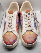 COACH LOWLINE LOW TOP SNEAKERS RAINBOW SIGNATURE: TAN/MULTI 11 D C4876 No Box