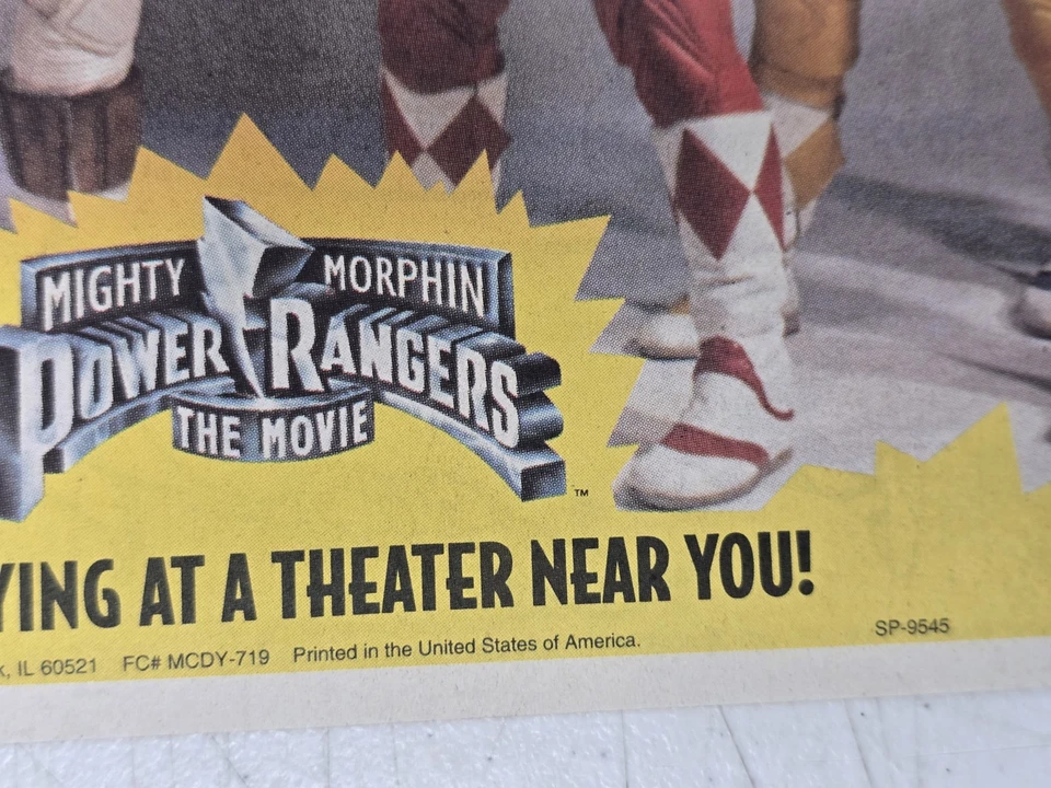 Hoja de actividades vintage 1995 Mighty Morphin Power Rangers La película McDonald's Un Foto 4 de 4