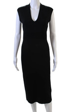 Michael Michael Kors Women Black Bodycon Sheath Dress V-Neck Size M