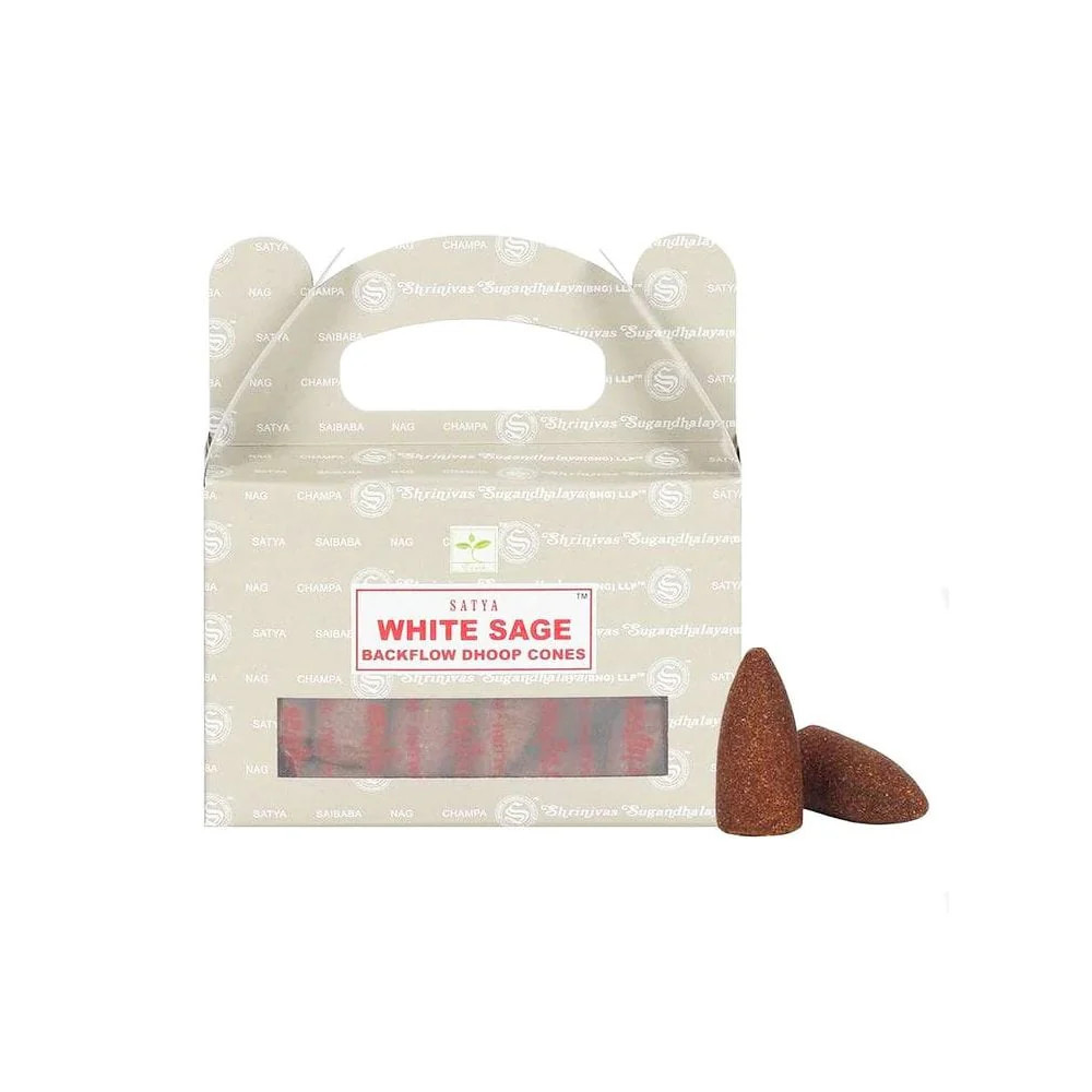 White Sage Backflow Incense Cones - 24 Pack Dhoop for Waterfall Burners