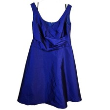 Alfred Sung Dress Women's 20 Electric Blue Peau De Soie Taffeta Fit Flare READ