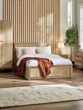 Padstow 150cm King Oak Rattan Effect Lift-up Ottoman Storage Bed