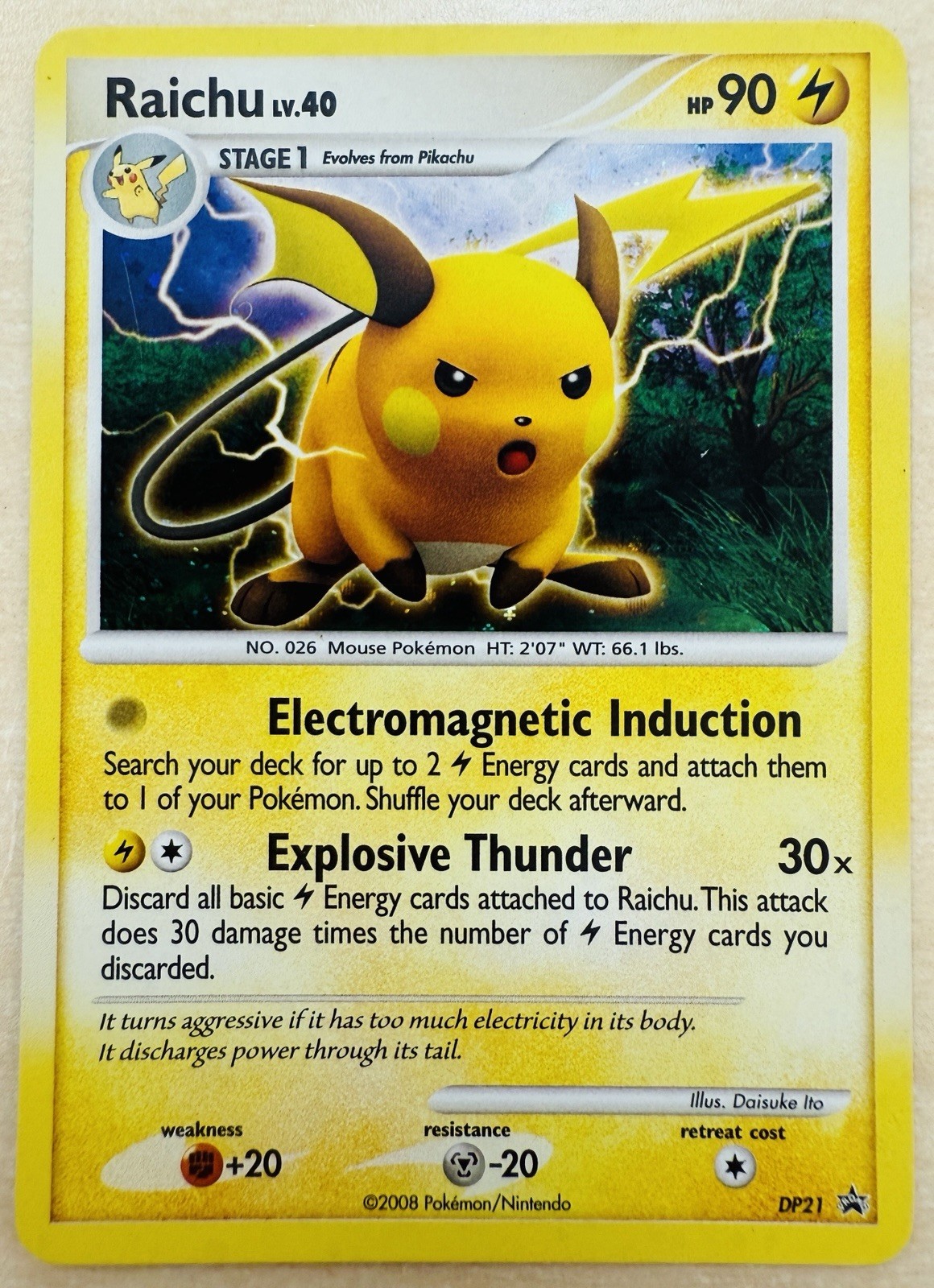 Raichu DP21 Black Star Promo 2008 Holo Pokemon Card LP