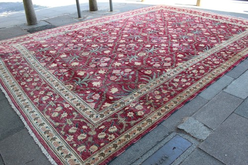 Vintage Hand Made Traditional Oriental Wool Red Green Large Carpet 468x340cm - Picture 2 of 20