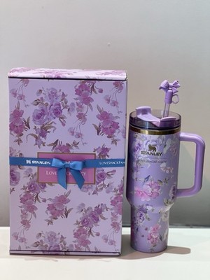 Stanley Cup 40 oz Love Shack Fancy Tumbler With Floral Gift Box   Purple  