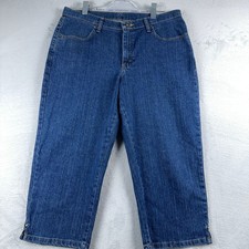 Riders By Lee Capri Jeans 131783H Ankle Slit Stretch Womens Blue Size 14M