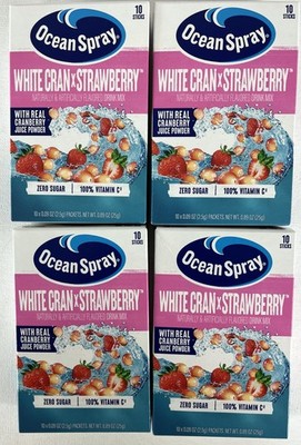 Ocean Spray White Cran Strawberry Drink Mix 40 Sticks Zero Sugar 4 Boxes