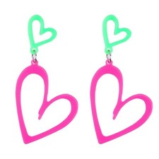 Heart Green Pink Earrings Dangle Valentine's Day Earrings,Acrylic Cute Love