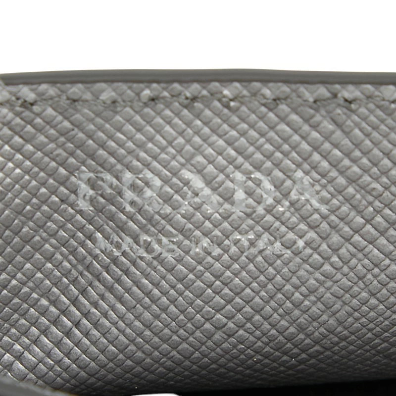 Prada Triangular Logo Silver Leather Card Case Au… - image 9