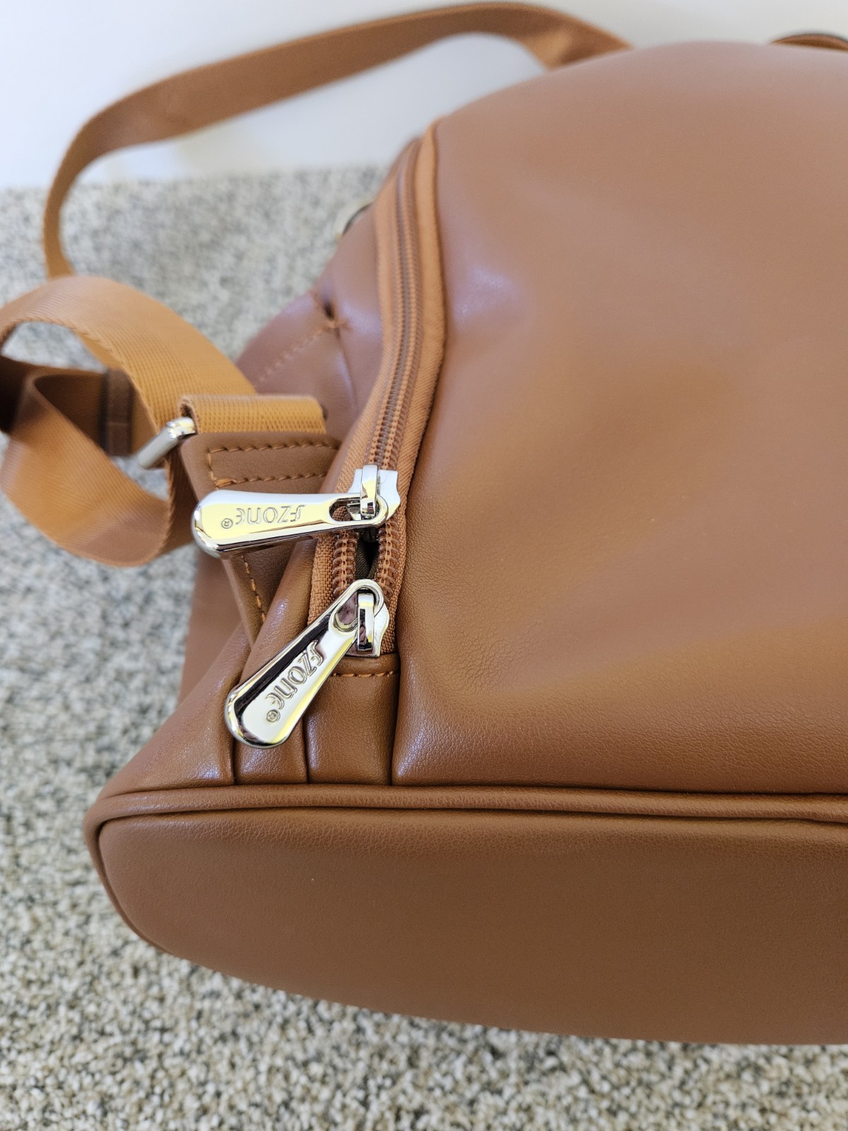 Brown Leather Backpack Purse Antitheft Soft Ladie… - image 14